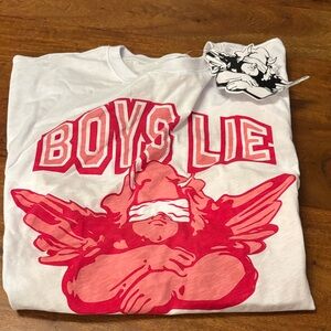 Boys Lie White and hot pink Graphic Tee one size